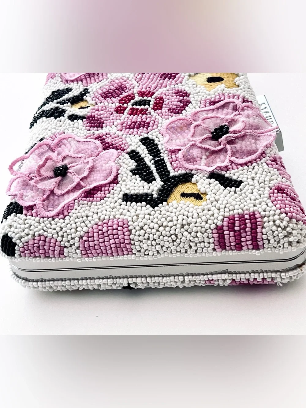 STAUD Carmella Floral Beaded Clutch Bag